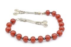 Tekerlek Kesim Turuncu Sıkma Kehribar Zaza Tesbih