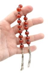 Tekerlek Kesim Turuncu Sıkma Kehribar Zaza Tesbih