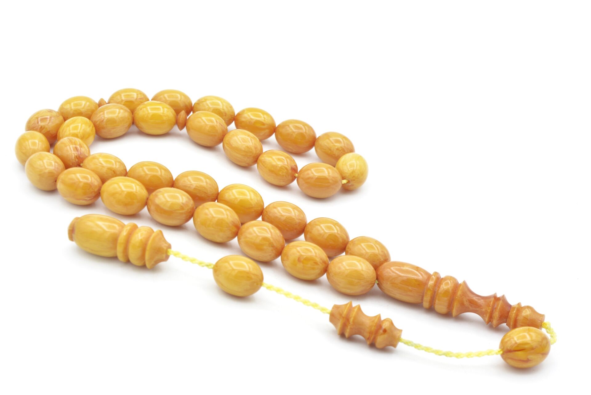 Usta İşi Sistemli Beyzi Kesim Sarı Katalin Tesbih