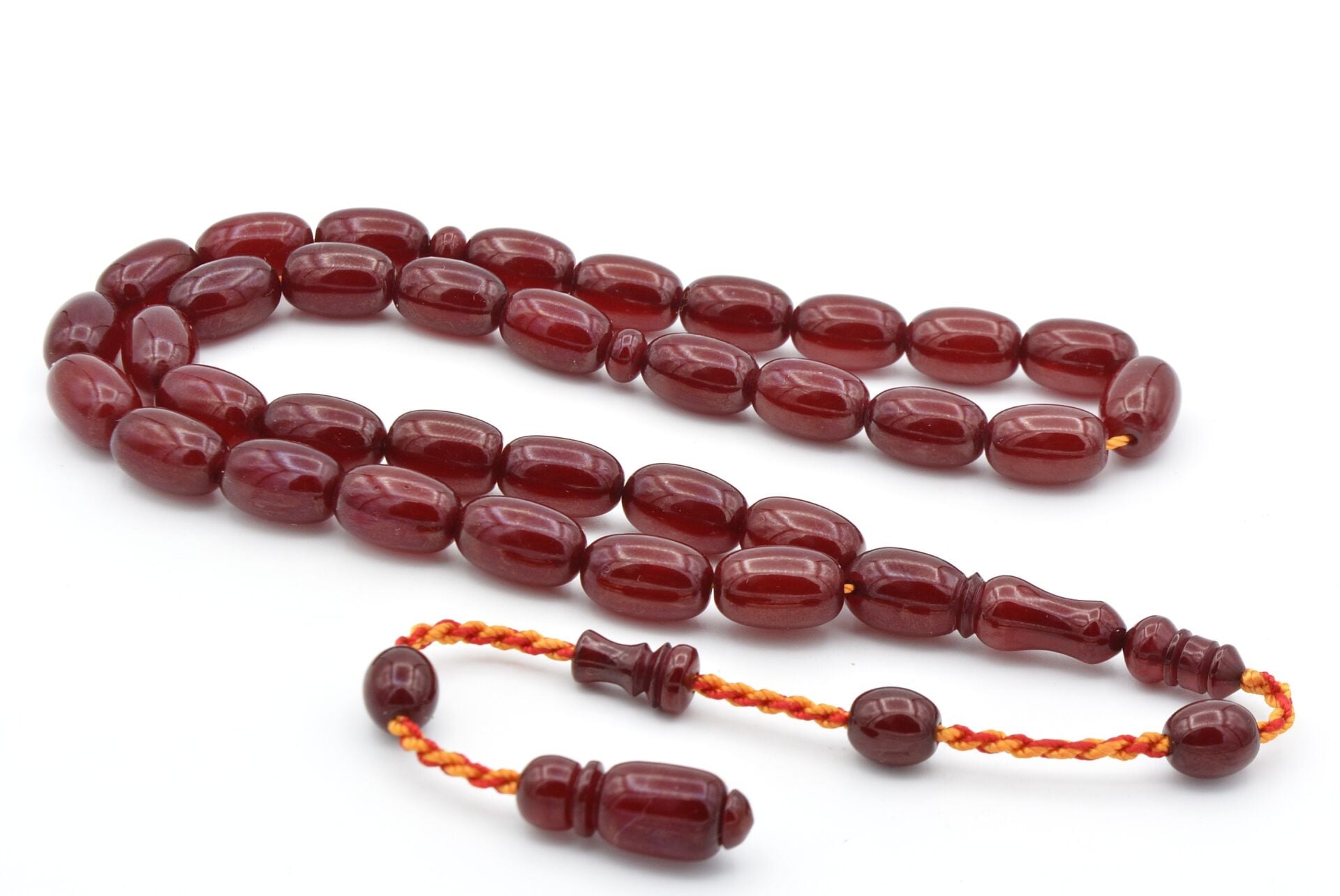 Ahmet Emin Yapımı Osmanlı Model İri Boy Vişne Sıkma Kehribar Tesbih