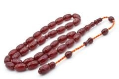 Ahmet Emin Yapımı Osmanlı Model İri Boy Vişne Sıkma Kehribar Tesbih