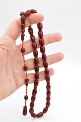 Ahmet Emin Yapımı Osmanlı Model İri Boy Vişne Sıkma Kehribar Tesbih