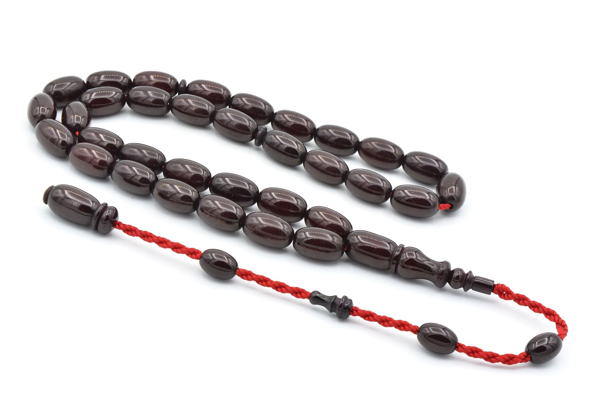 Ahmet Emin Yapımı Osmanlı Model İri Boy Vişne Sıkma Kehribar Tesbih