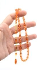 Hacı Tüver İmzalı Beyzi Pembe Ateş Kehribar Tesbih