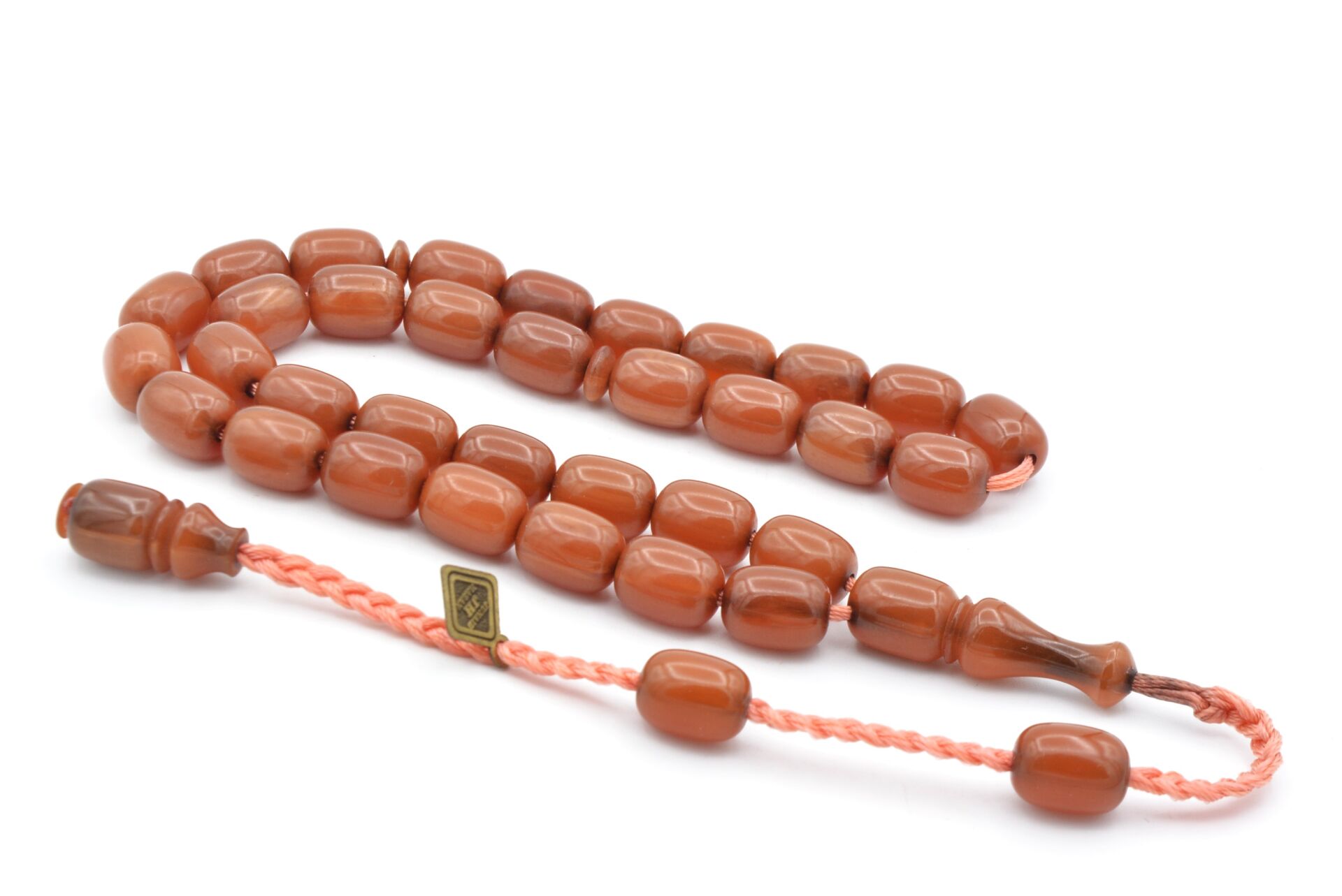 Cüneyd Usta İmzalı Kapsül Bej Sıkma Kehribar Tesbih