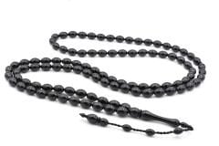 USTA İŞİ ARPA KESİM 99 LUK SİYAH TOZ PRES KEHRİBAR TESBİH İRİ