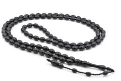 USTA İŞİ ARPA KESİM 99 LUK SİYAH TOZ PRES KEHRİBAR TESBİH İRİ