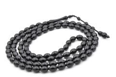 USTA İŞİ ARPA KESİM 99 LUK SİYAH TOZ PRES KEHRİBAR TESBİH İRİ