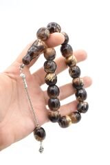 Fıçı Kesim Kahverengi Beyaz Toz Kehribar Efe Maskot Tesbih