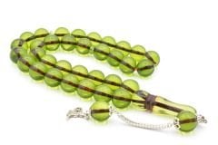 Kokulu İri Boy Küre Kesim Yeşil Toz Kehribar Tesbih 14 Mm