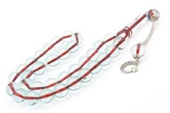 Kokulu İri Boy Küre Kesim Açık Mavi Toz Kehribar Tesbih 14 Mm