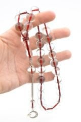 Kokulu İri Boy Küre Kesim Açık Mavi Toz Kehribar Tesbih 14 Mm