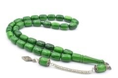 Gümüş Kaplama Kamçılı Kapsül Kesim Yeşil Katalin Tesbih