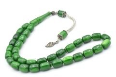 Gümüş Kaplama Kamçılı Kapsül Kesim Yeşil Katalin Tesbih