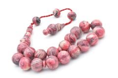 Erhan Turan Yapımı Hareli Pembe Sıkma Kehribar Efe Maskot Tesbih