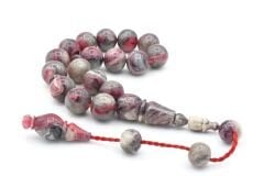 Erhan Turan Yapımı Gri Pembe Sıkma Kehribar Efe Maskot Tesbih