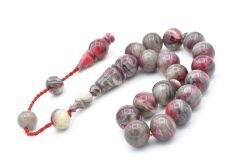 Erhan Turan Yapımı Gri Pembe Sıkma Kehribar Efe Maskot Tesbih