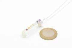 Hakiki Doğal Çakra Taşlı Kristal Kuvars Kolye Ucu