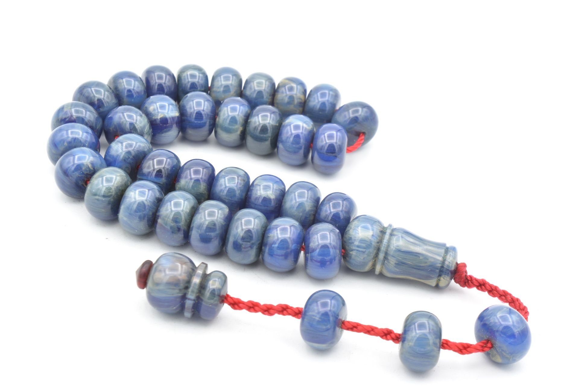 Hakkı Usta İmzalı Basık Model Kanayan Bağa Mavi Katalin Tesbih