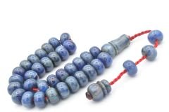 Hakkı Usta İmzalı Basık Model Kanayan Bağa Mavi Katalin Tesbih