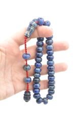 Hakkı Usta İmzalı Basık Model Kanayan Bağa Mavi Katalin Tesbih