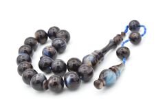 Erhan Turan Yapımı Kahverengi Mavi Sıkma Kehribar Efe Maskot Tesbih