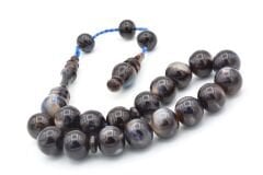 Erhan Turan Yapımı Kahverengi Mavi Sıkma Kehribar Efe Maskot Tesbih