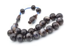 Erhan Turan Yapımı Kahverengi Mavi Sıkma Kehribar Efe Maskot Tesbih