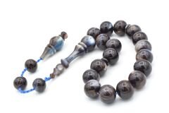 Erhan Turan Yapımı Kahverengi Mavi Sıkma Kehribar Efe Maskot Tesbih