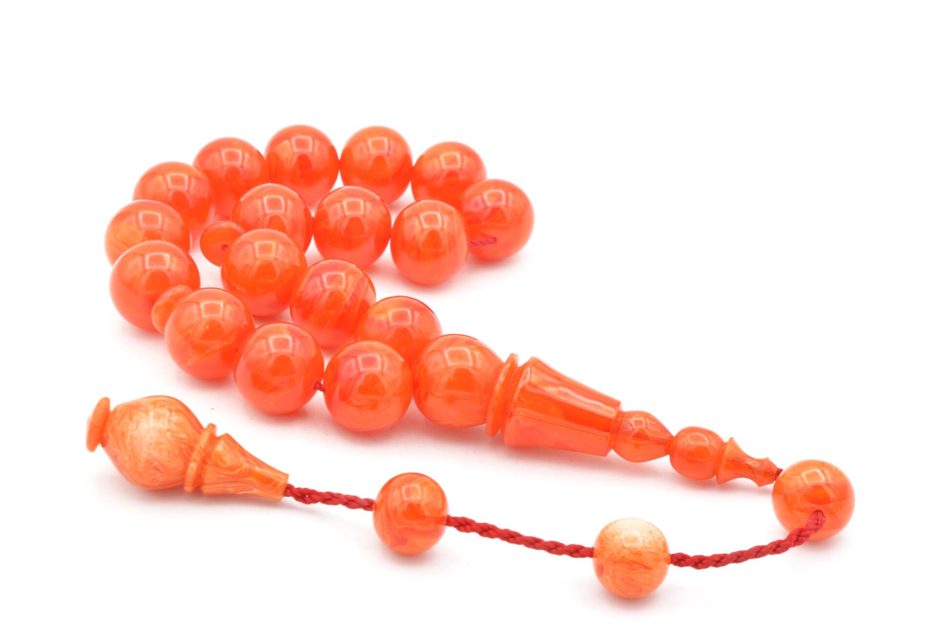 Erhan Turan Yapımı Hareli Koyu Turuncu Sıkma Kehribar Efe Maskot Tesbih