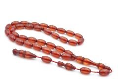 Lale Model İmameli Arpa Kesim Koyu Sarı Sıkma Kehribar Tesbih