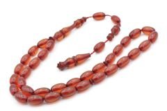 Lale Model İmameli Arpa Kesim Koyu Sarı Sıkma Kehribar Tesbih