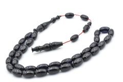 Lale Model İmameli Arpa Kesim Lacivert Sıkma Kehribar Tesbih