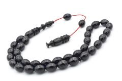 Usta İşçilikli Sistemli Beyzi Kesim Lacivert Sıkma Kehribar Tesbih