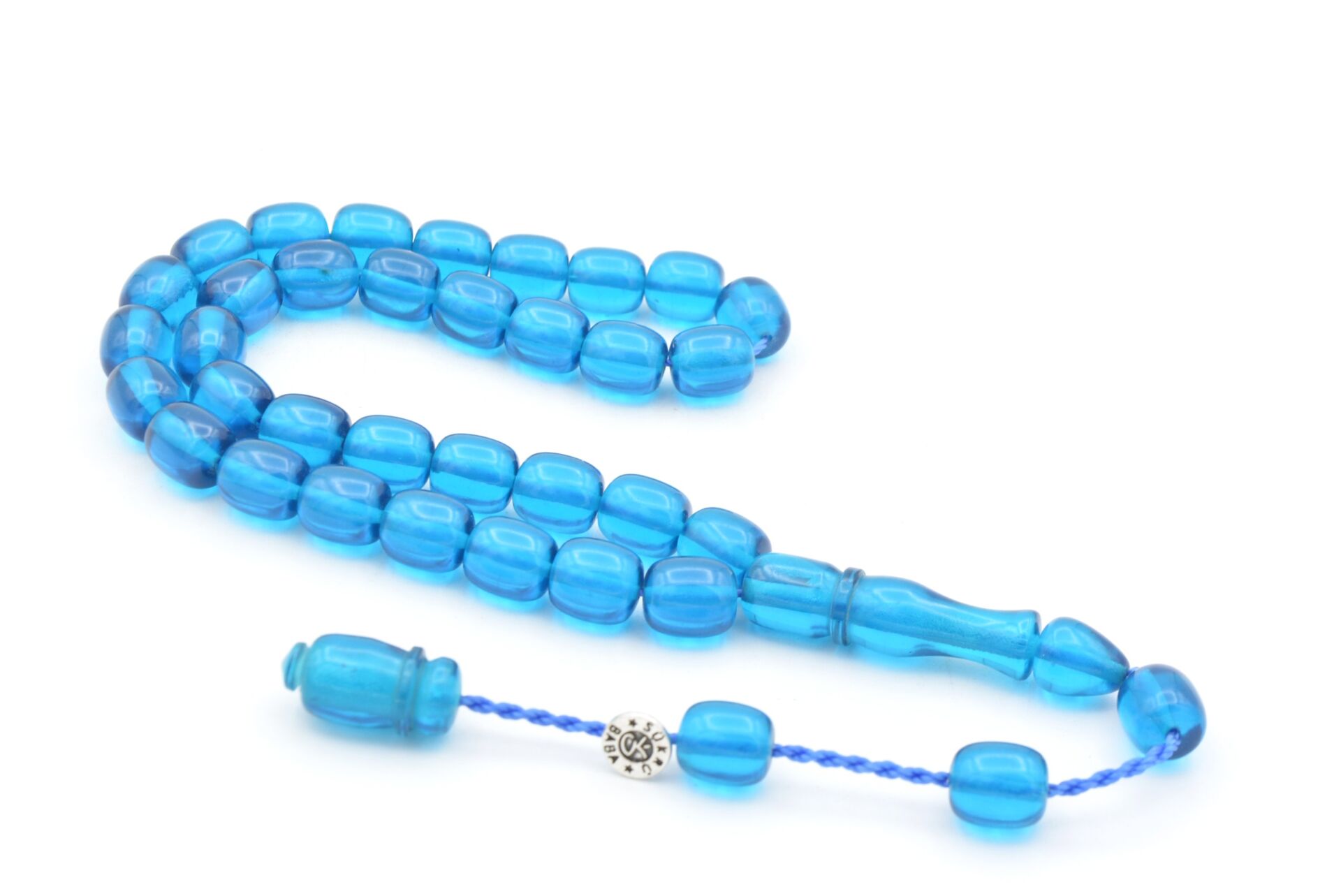 Şükrü Baba İmzalı Kapsül Bilek Boy Mavi Katalin Tesbih