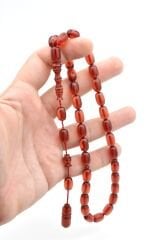 Usta İşçilikli Sistemli Kapsül Kesim Koyu Pembe Sıkma Kehribar Tesbih