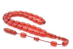 Usta İşçilikli Sistemli Kapsül Kesim Pembe Sıkma Kehribar Tesbih