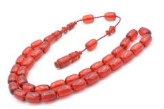 Usta İşçilikli Sistemli Kapsül Kesim Pembe Sıkma Kehribar Tesbih