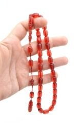 Usta İşçilikli Sistemli Kapsül Kesim Pembe Sıkma Kehribar Tesbih