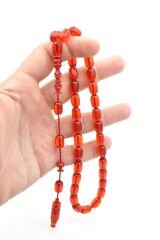 Usta İşçilikli Sistemli Kapsül Kesim Turuncu Sıkma Kehribar Tesbih