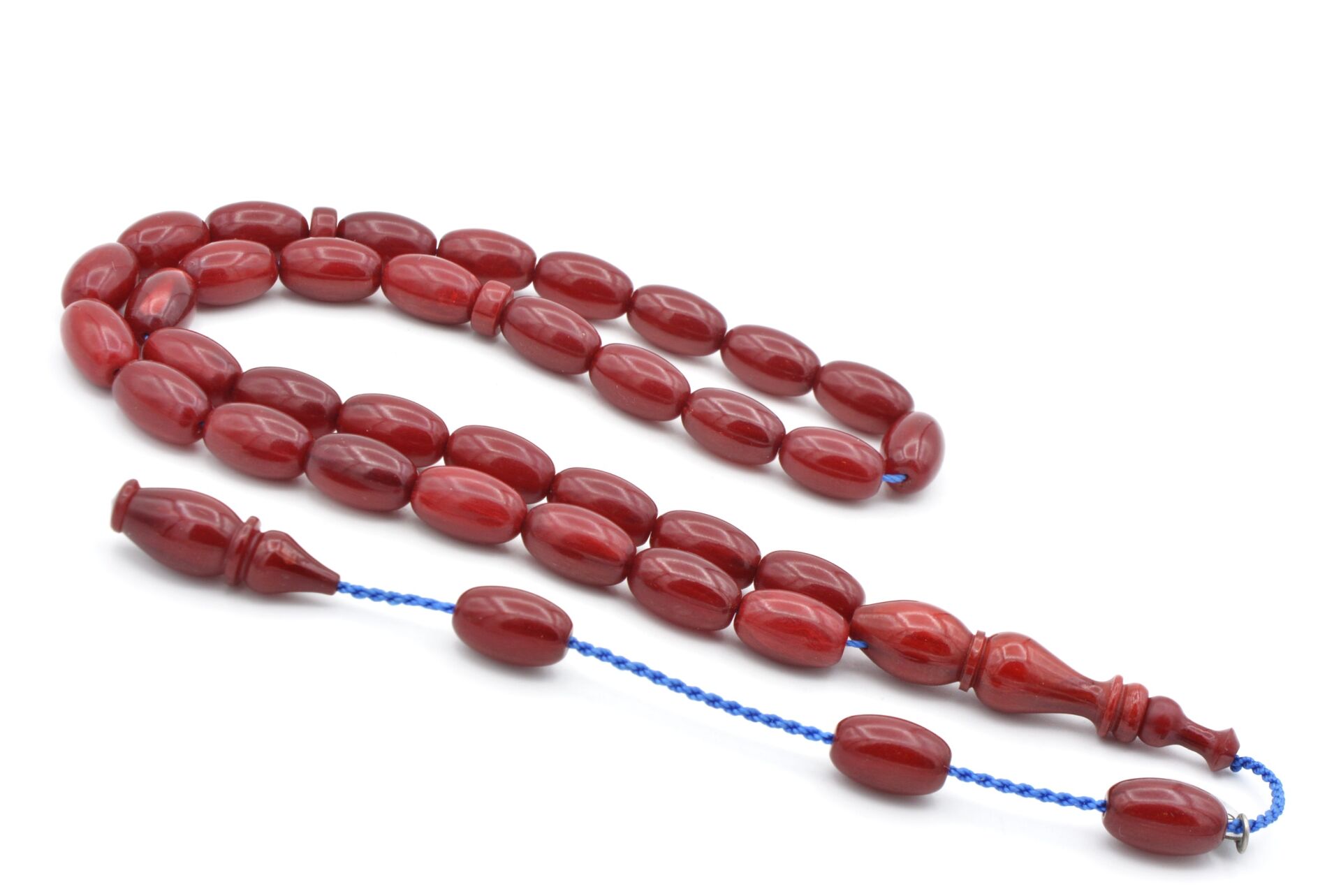 Cüneyd Hasan İmzalı Sistemli Arpa Kesim Çubuk Malzeme Sıkma Kehribar Tesbih 059