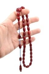 Cüneyd Hasan İmzalı Sistemli Arpa Kesim Çubuk Malzeme Sıkma Kehribar Tesbih 059