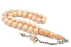 Hakkı Usta İmzalı Kamçılı Küre Kesim Beyaz Çekoslavak Katalin Tesbih