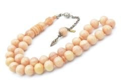 Hakkı Usta İmzalı Kamçılı Küre Kesim Beyaz Çekoslavak Katalin Tesbih