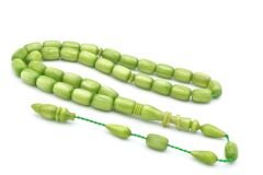 Ahmet Emin Yapımı İmamesi Halkalı Simli Yeşil Sıkma Kehribar Tesbih