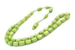 Ahmet Emin Yapımı İmamesi Halkalı Simli Yeşil Sıkma Kehribar Tesbih