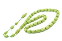 Ahmet Emin Yapımı İmamesi Halkalı Simli Yeşil Sıkma Kehribar Tesbih