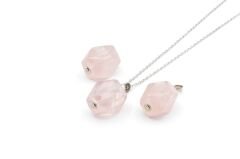 HAKİKİ DOĞAL PEMBE KUVARS KOLYE UCU 1.KALİTE 011