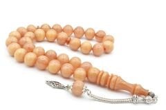 Hakkı Usta İmzalı Kamçılı Küre Kesim Beyaz Çekoslavak Katalin Tesbih