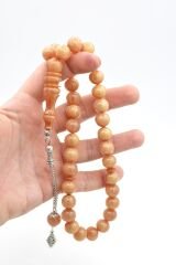 Hakkı Usta İmzalı Kamçılı Küre Kesim Beyaz Çekoslavak Katalin Tesbih